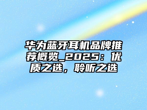華為藍牙耳機品牌推薦概覽_2025：優質之選，聆聽之選