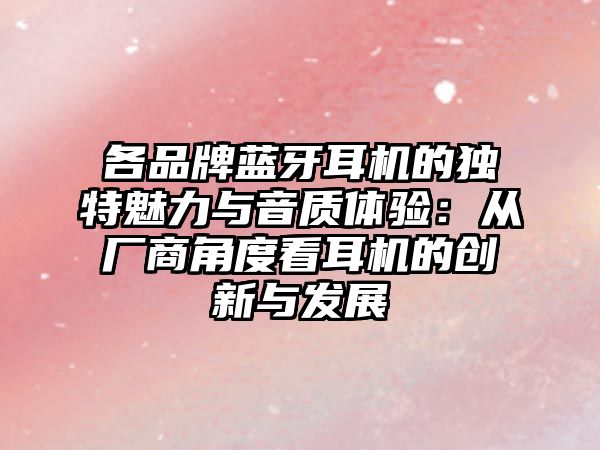 各品牌藍牙耳機的獨特魅力與音質體驗：從廠商角度看耳機的創新與發展