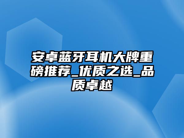 安卓藍牙耳機大牌重磅推薦_優質之選_品質卓越