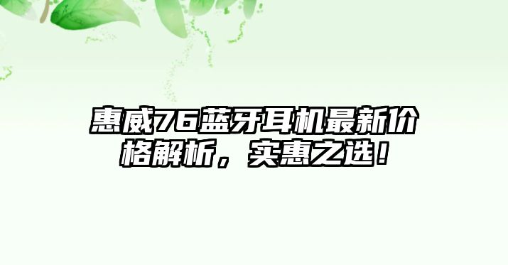 惠威76藍牙耳機最新價格解析，實惠之選！