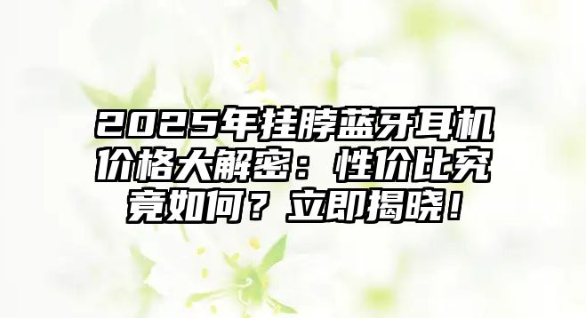2025年掛脖藍牙耳機價格大解密：性價比究竟如何？立即揭曉！