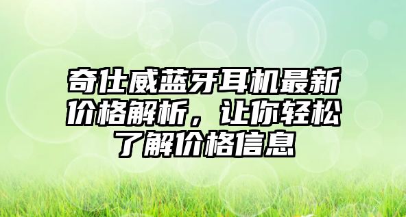 奇仕威藍牙耳機最新價格解析，讓你輕松了解價格信息