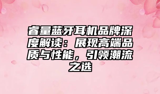 睿量藍牙耳機品牌深度解讀：展現高端品質與性能，引領潮流之選