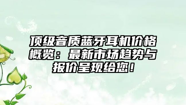 頂級音質藍牙耳機價格概覽：最新市場趨勢與報價呈現給您！