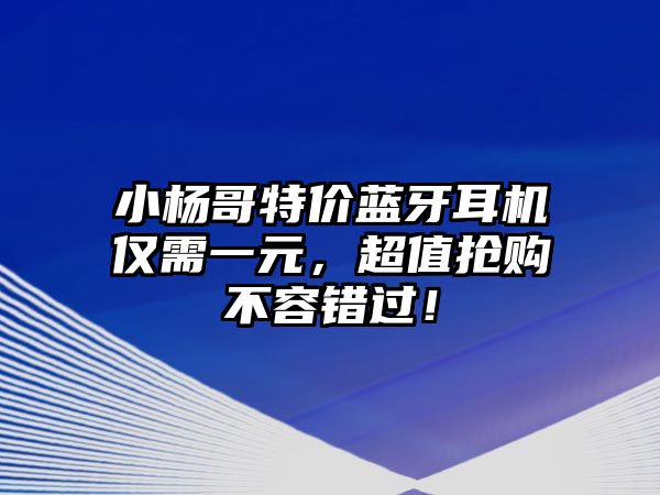 小楊哥特價藍牙耳機僅需一元，超值搶購不容錯過！