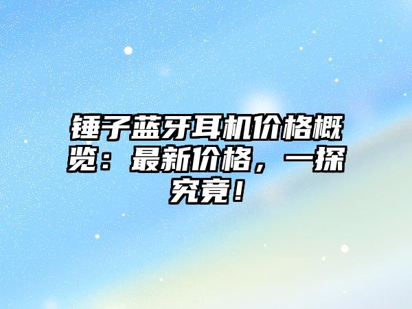 錘子藍牙耳機價格概覽：最新價格，一探究竟！
