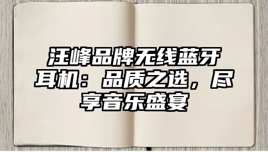 汪峰品牌無線藍牙耳機：品質之選，盡享音樂盛宴