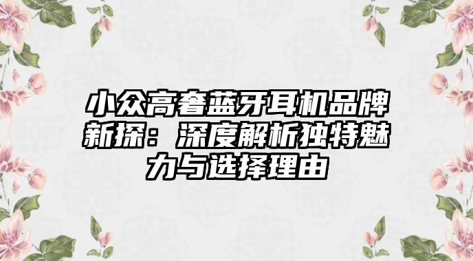 小眾高奢藍牙耳機品牌新探：深度解析獨特魅力與選擇理由