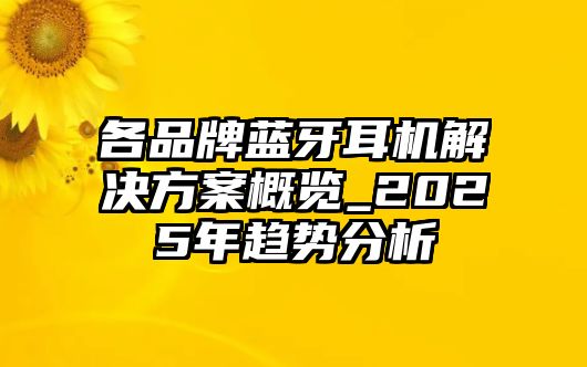 各品牌藍牙耳機解決方案概覽_2025年趨勢分析