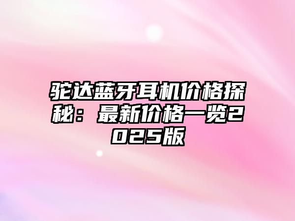駝達藍牙耳機價格探秘：最新價格一覽2025版