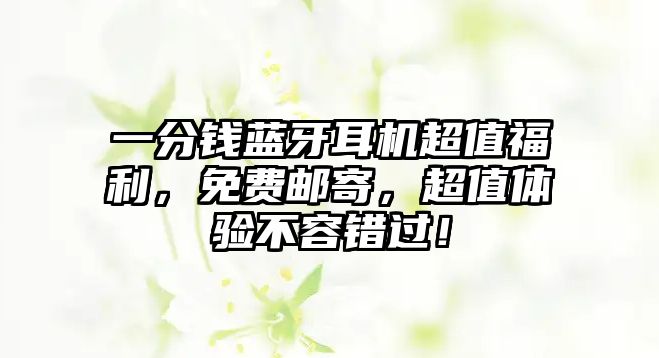 一分錢藍牙耳機超值福利，免費郵寄，超值體驗不容錯過！