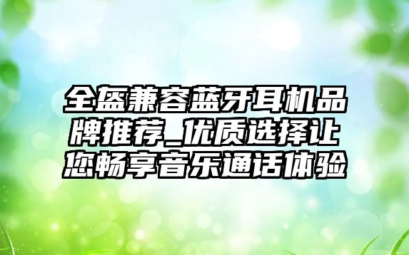 全盔兼容藍牙耳機品牌推薦_優質選擇讓您暢享音樂通話體驗