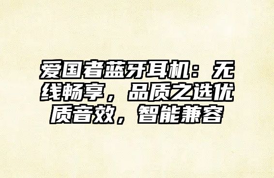 愛國者藍牙耳機：無線暢享，品質之選優質音效，智能兼容