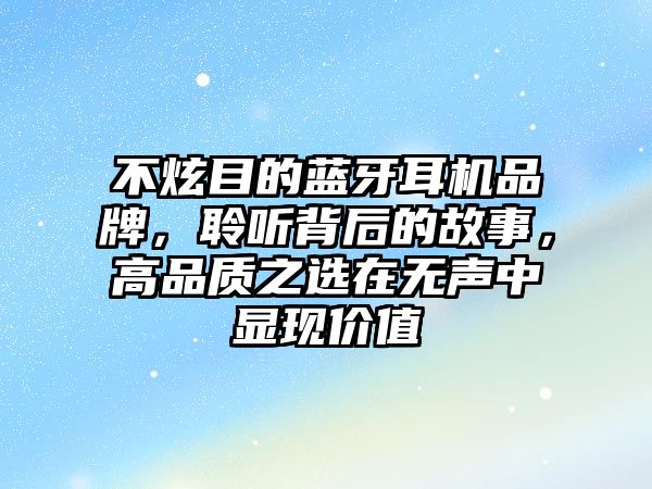 不炫目的藍牙耳機品牌，聆聽背后的故事，高品質之選在無聲中顯現價值