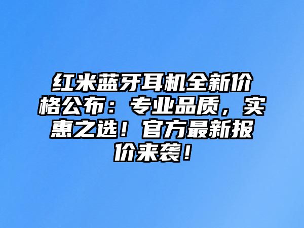 紅米藍牙耳機全新價格公布：專業品質，實惠之選！官方最新報價來襲！