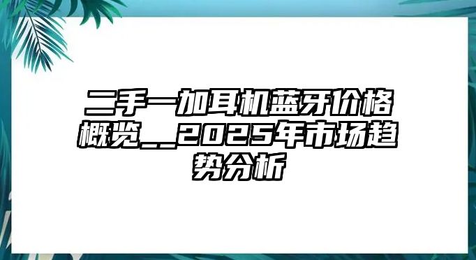二手一加耳機藍牙價格概覽__2025年市場趨勢分析