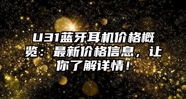 U31藍(lán)牙耳機(jī)價(jià)格概覽：最新價(jià)格信息，讓你了解詳情！