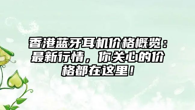 香港藍(lán)牙耳機(jī)價格概覽：最新行情，你關(guān)心的價格都在這里！
