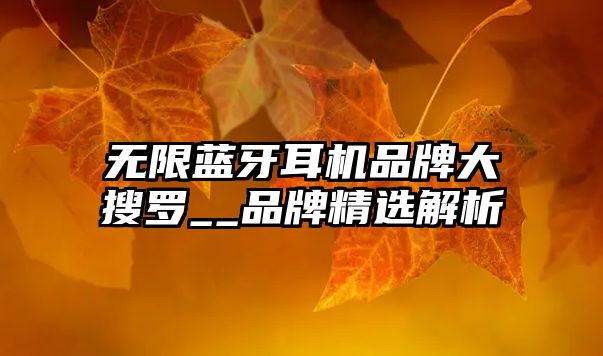 無限藍牙耳機品牌大搜羅__品牌精選解析