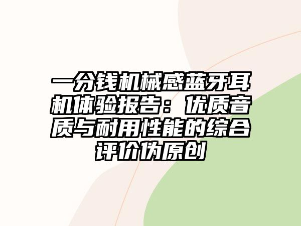 一分錢機械感藍牙耳機體驗報告：優質音質與耐用性能的綜合評價偽原創