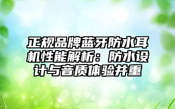 正規品牌藍牙防水耳機性能解析：防水設計與音質體驗并重