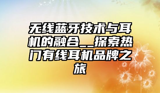 無線藍牙技術(shù)與耳機的融合__探索熱門有線耳機品牌之旅