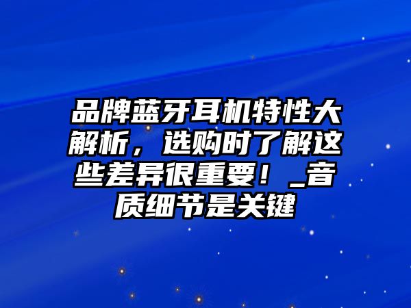 品牌藍牙耳機特性大解析，選購時了解這些差異很重要！_音質細節是關鍵