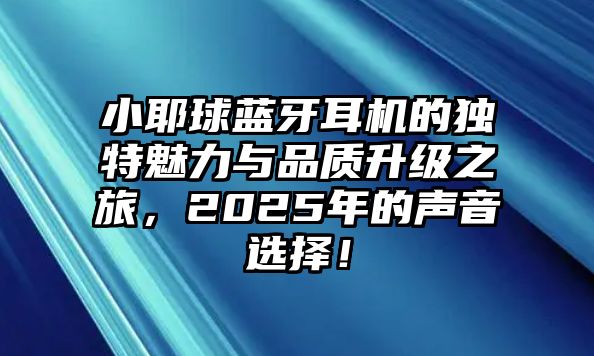 小耶球藍牙耳機的獨特魅力與品質升級之旅，2025年的聲音選擇！