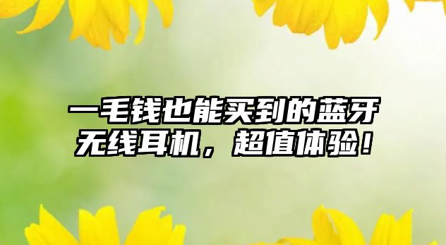 一毛錢也能買到的藍牙無線耳機，超值體驗！