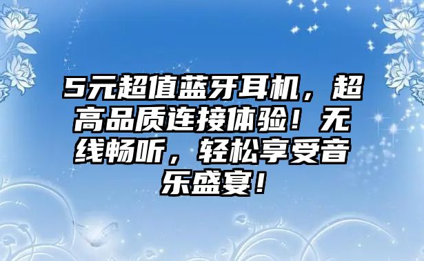5元超值藍牙耳機，超高品質連接體驗！無線暢聽，輕松享受音樂盛宴！