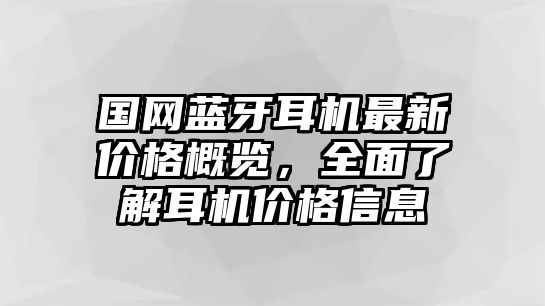 國網藍牙耳機最新價格概覽，全面了解耳機價格信息